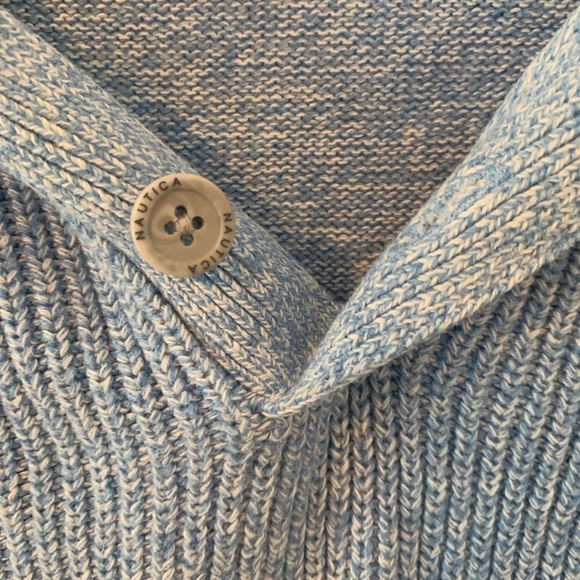 Nautica baby blue button up collared sweater - Picture 4 of 12